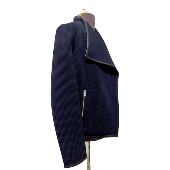 Calvin Klein Navy Blue Diamond Textured Open Front Jacket Size M - Picture 4 of 10